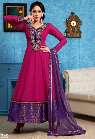 Faux Georgette And Santoon Magenta Color Anarkali Salwar Suit